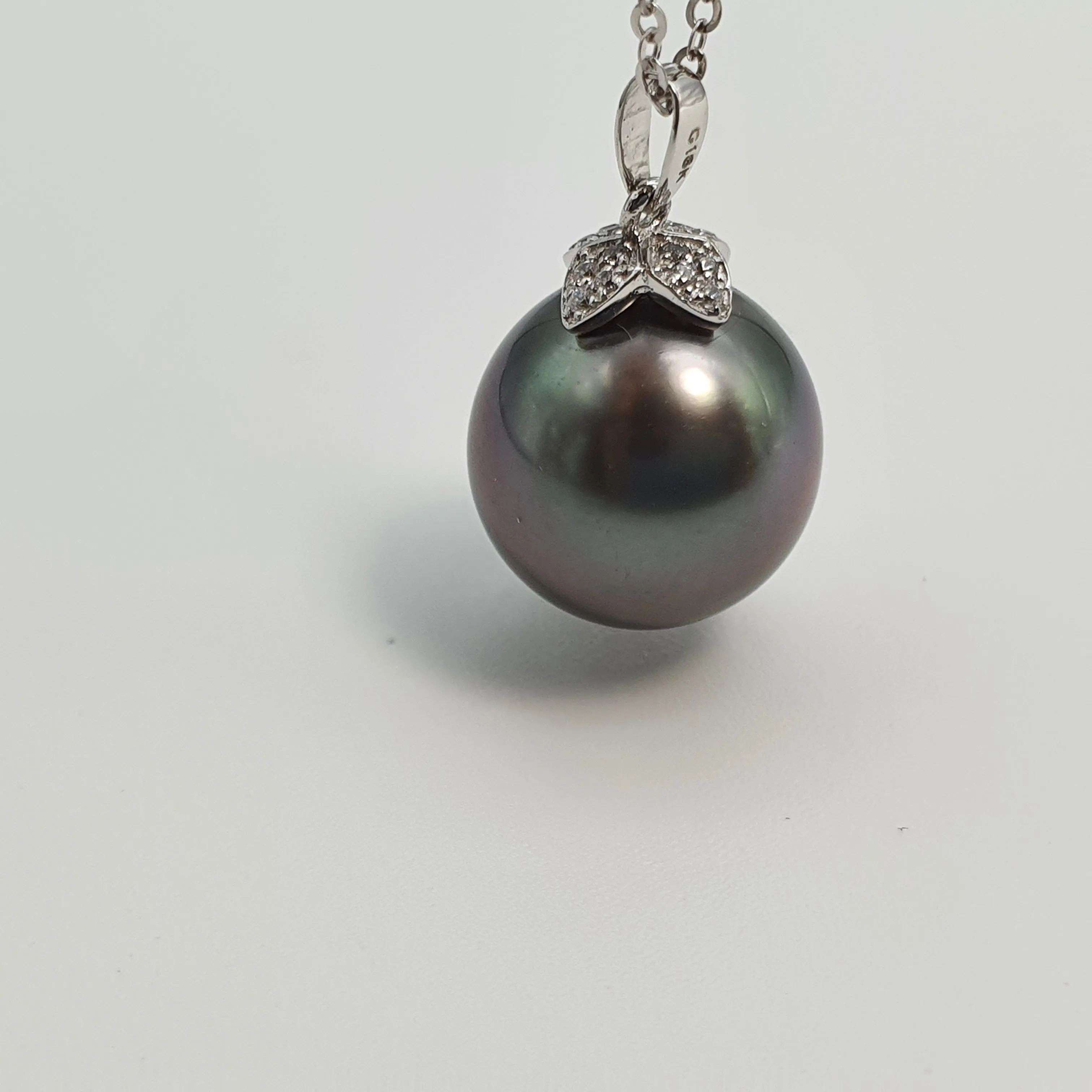 Large Tahitian Pearl Pendant, 18K White Gold