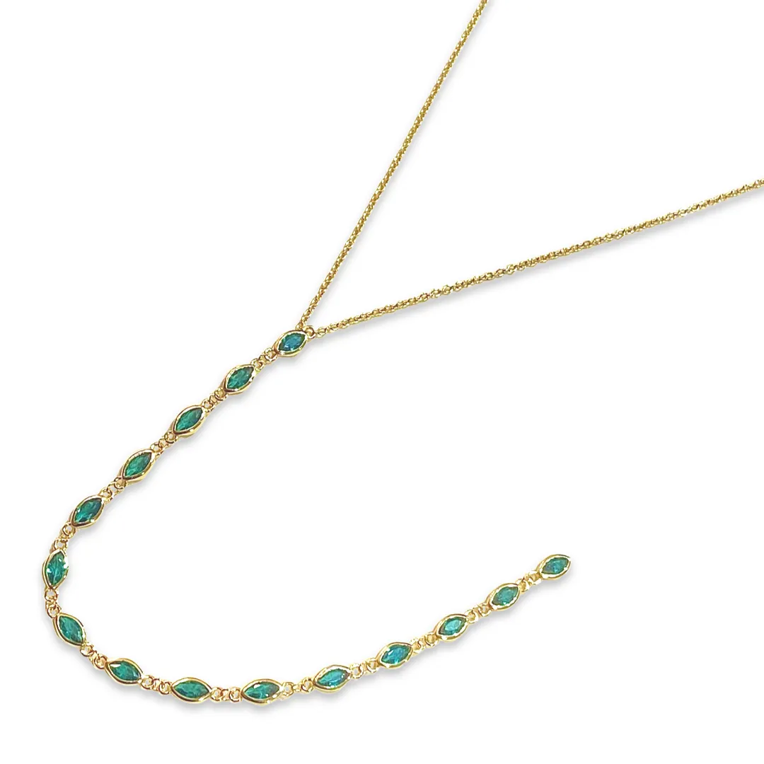 Laura Emerald Marquis Lariat Necklace