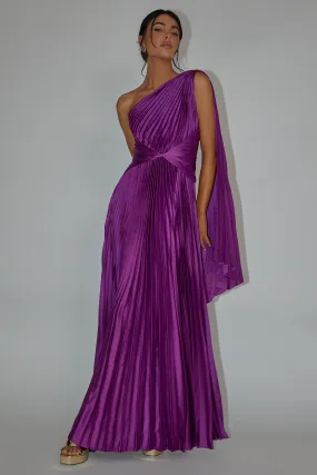 Laxmi Accordion Pleat Maxi Dress Purple