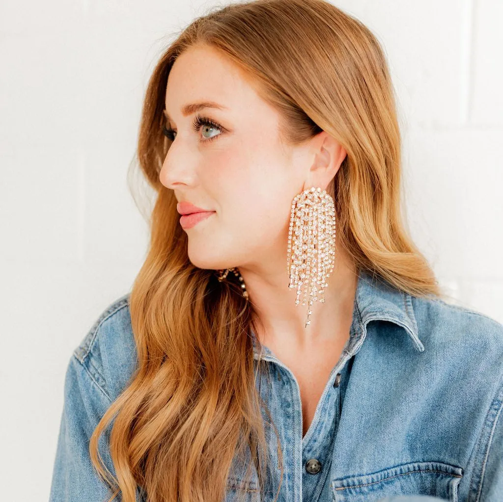 Linny Co | Grayson Gold Tone Crystal Chandelier Earrings