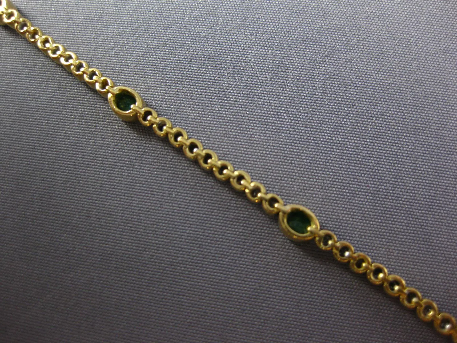 LONG 1.97CT DIAMOND & AAA EMERALD 18KT 2 TONE GOLD OVAL & ROUND TENNIS BRACELET