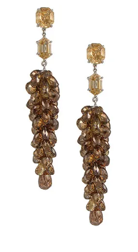 'Long Grape Cluster Brown Diamond Briolette Chandelier'