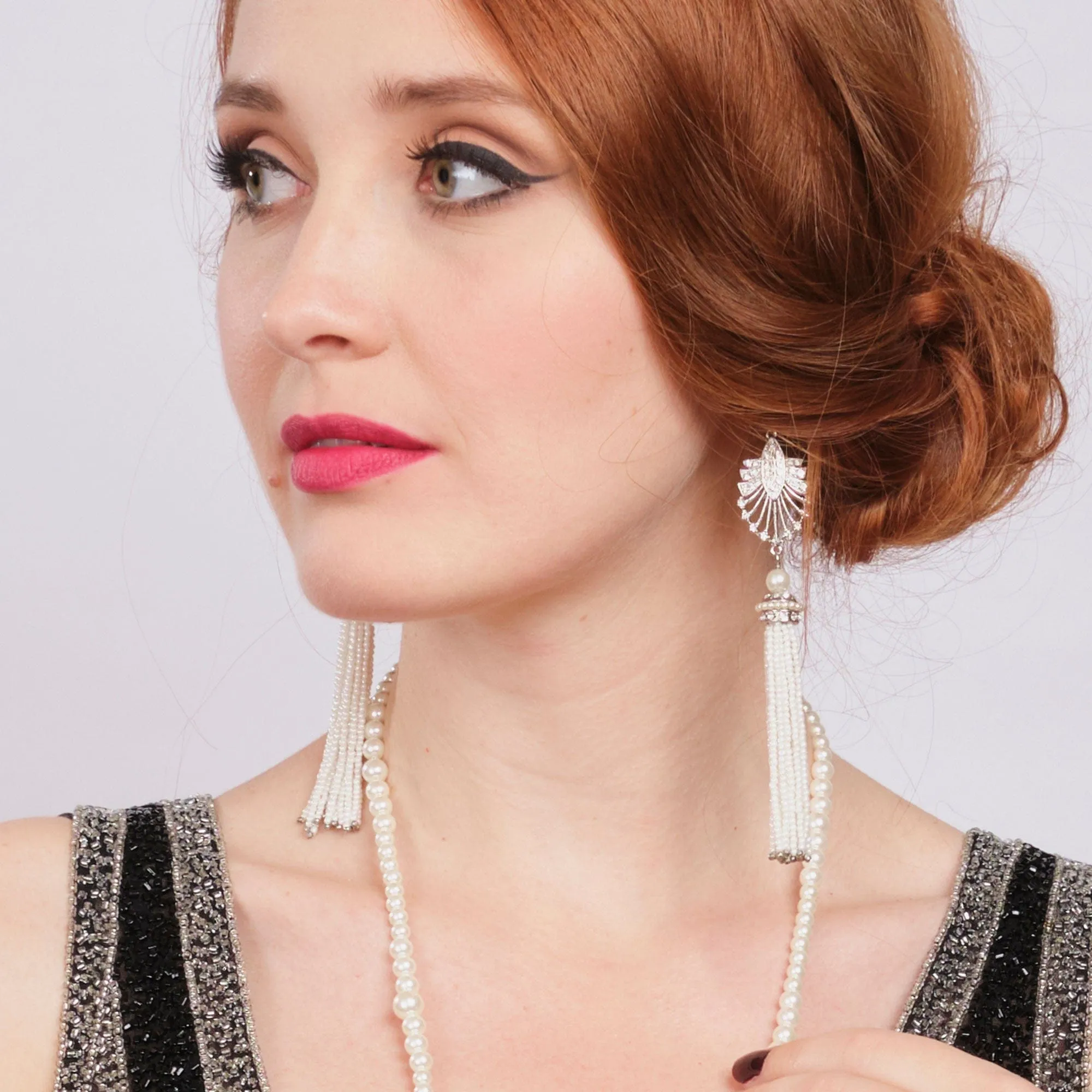 Long Tassel Earrings: Flapper Style 1920s Tassel Drop Earrings