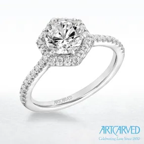 Lorelei Contemporary Hexagon Halo Diamond Engagement Ring