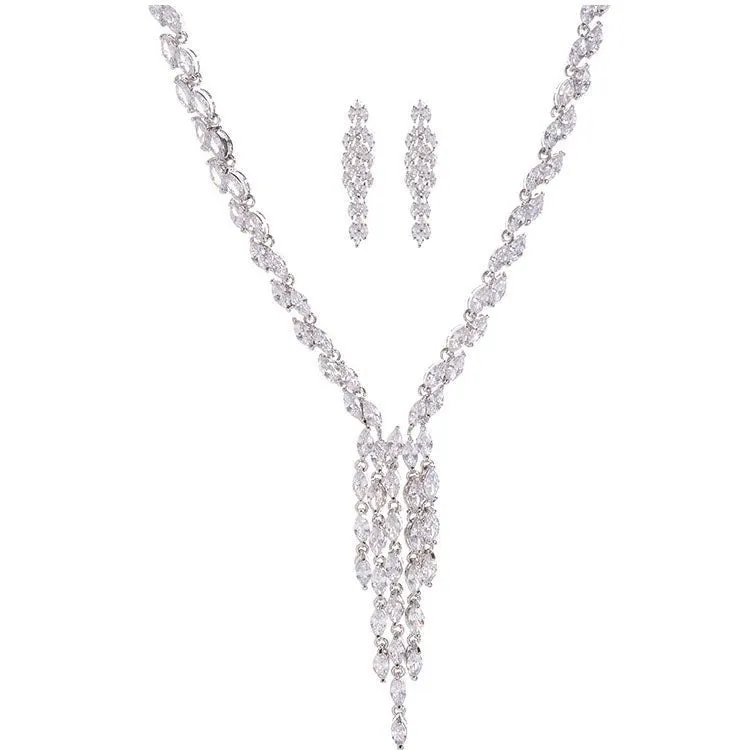 Luxy Moon Cubic Zirconia Wedding Jewelry Sets Necklaces For Women