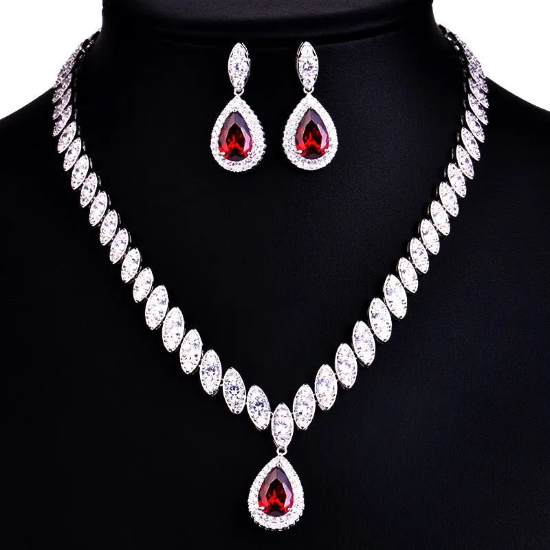 Luxy Moon Women Luxurious Cubic Zirconia Wedding Jewelry Sets