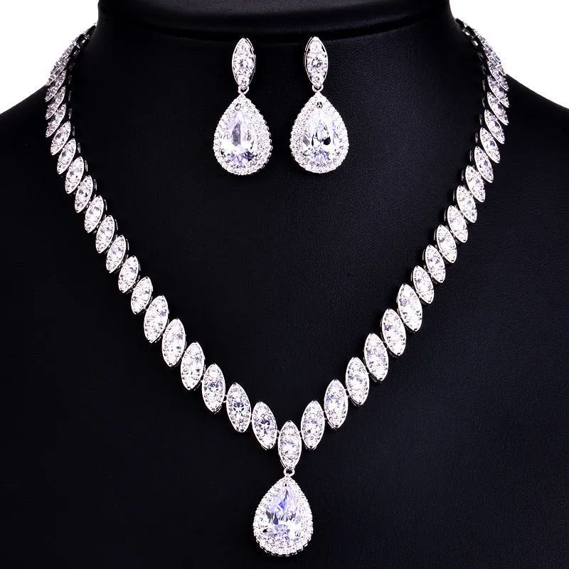 Luxy Moon Women Luxurious Cubic Zirconia Wedding Jewelry Sets