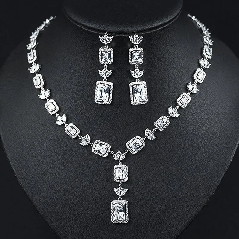 Luxy Moon Women Pendant Cubic Zirconia Wedding Jewelry Sets