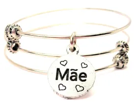 Mae Mom In Portuguese Triple Style Expandable Bangle Bracelet