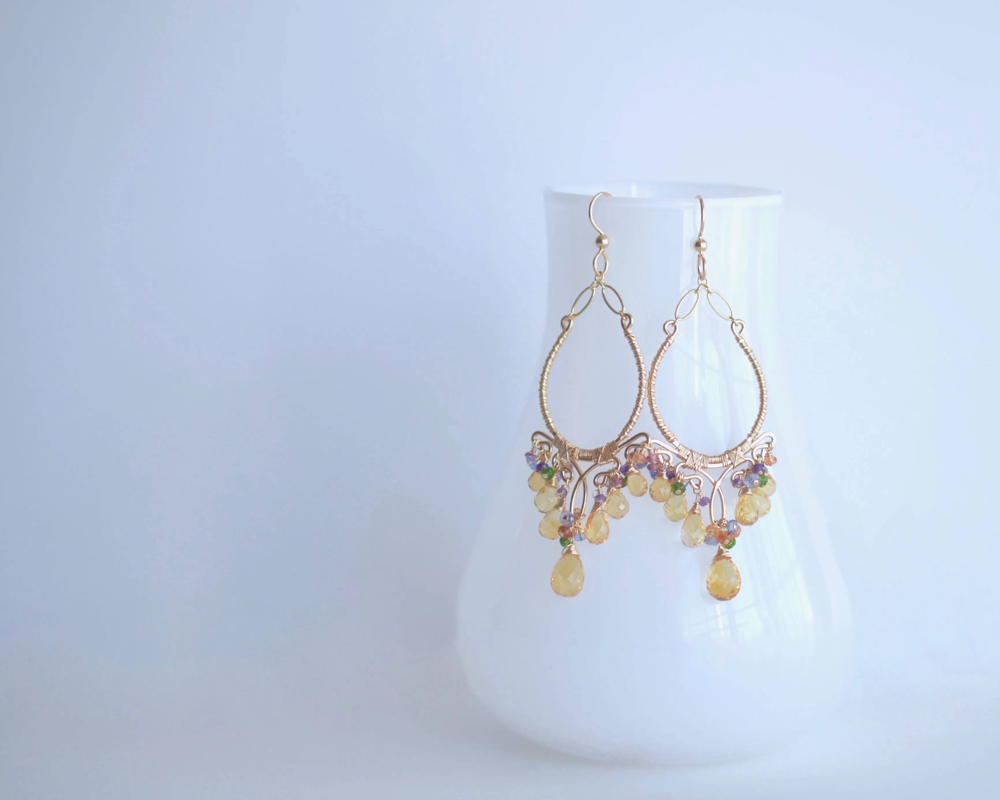 Marigold - Citrine, Tanzanite, Garnet, Amethyst, 14k Gold Filled Chandelier Earrings