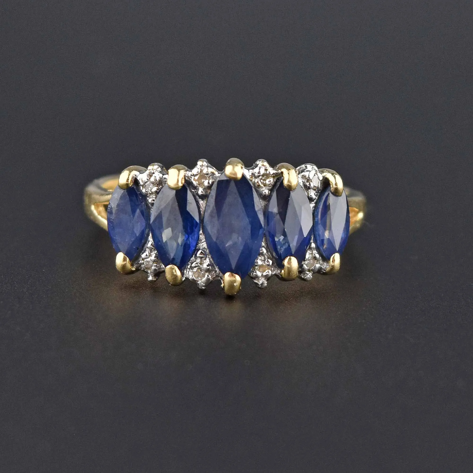 Marquise Sapphire & Diamond 14K Gold Cocktail Ring