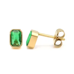 May Emerald Birthstone Earrings - Yellow Gold