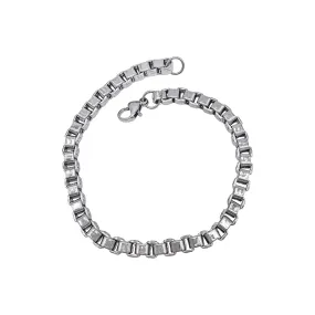 Men's Tarnish Resistant Rhodium Plated Box Chain Bracelet