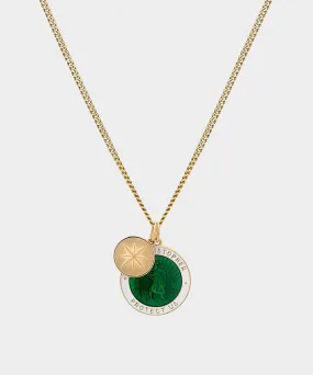 Miansai Saint Christopher Surf Necklace in Green/Gold