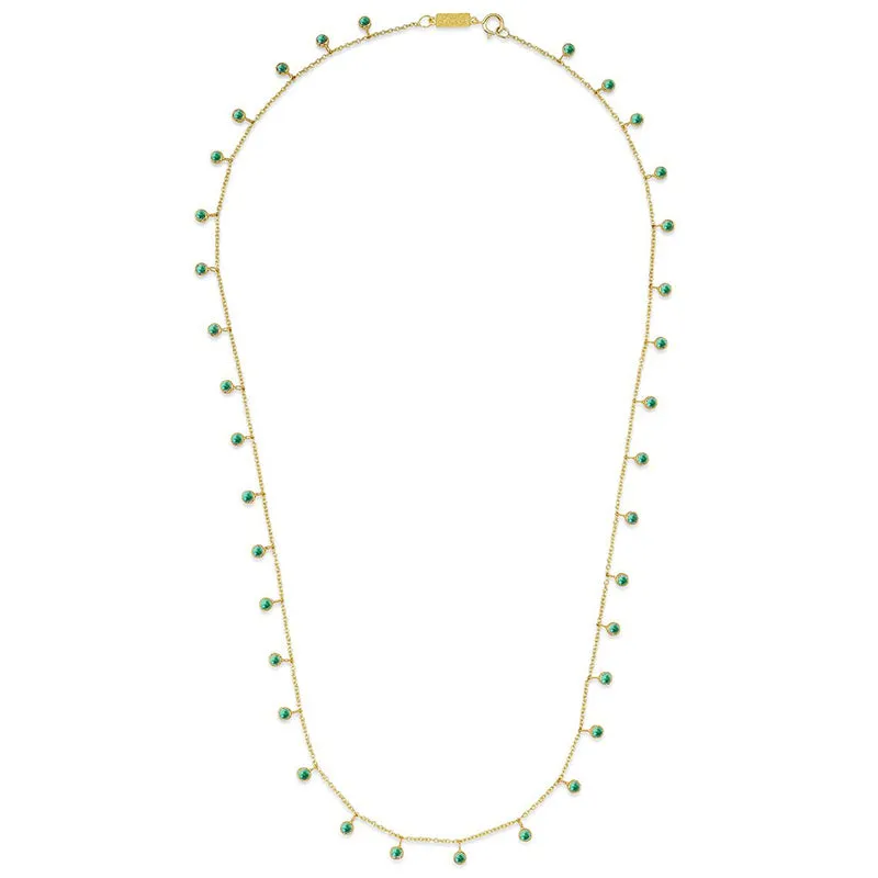 Mini Emerald Bezel Dangle By-The-Inch Necklace