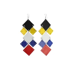 Mondrian Collection - Squares Chandelier Earrings