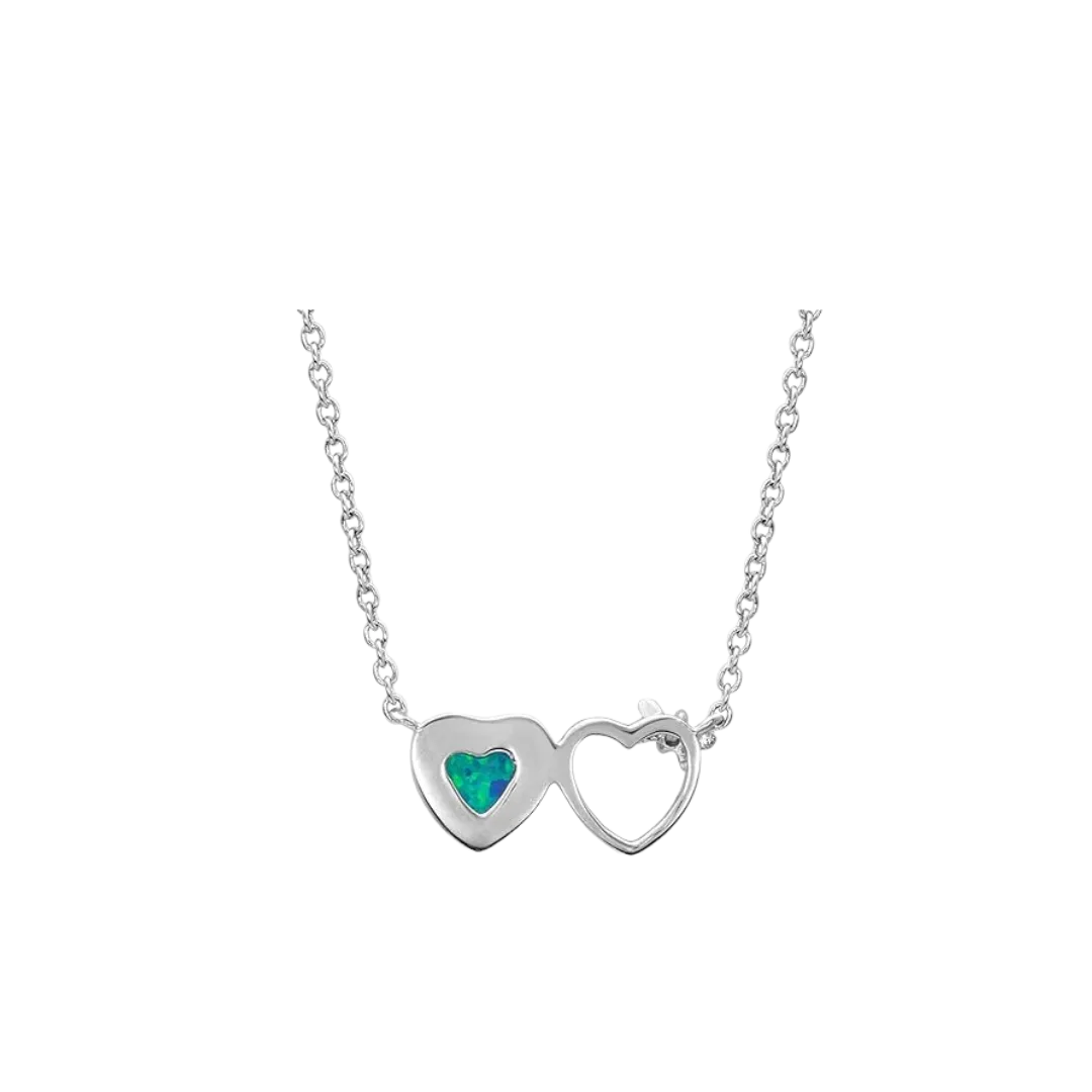 Montana Women's Silversmiths Mirrored Heart Opal Silver One Size Necklace