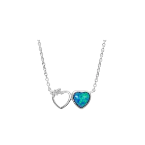 Montana Women's Silversmiths Mirrored Heart Opal Silver One Size Necklace