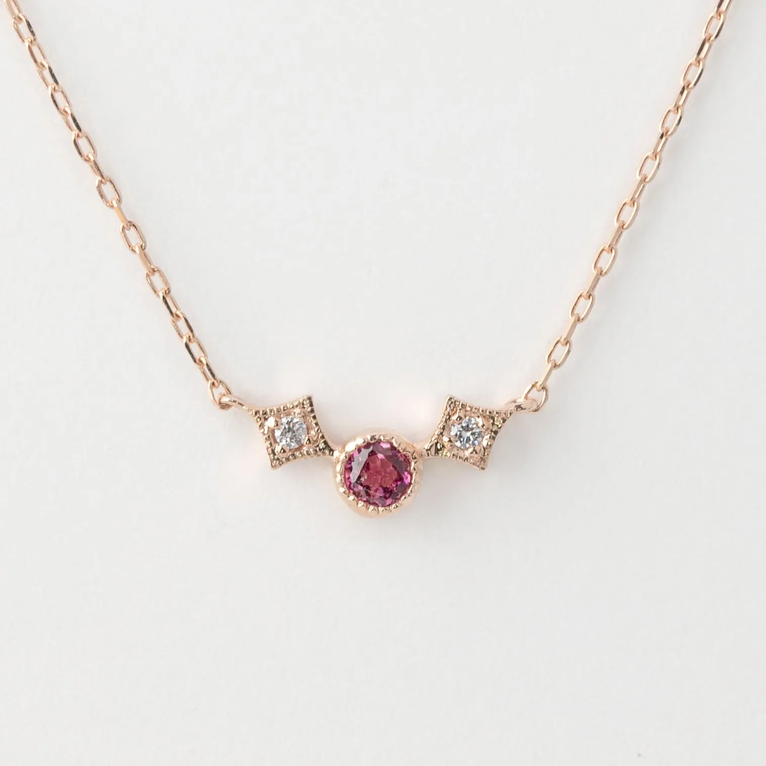 Moon & Star October Birthstone Necklace (Opal & Pink Tourmaline)