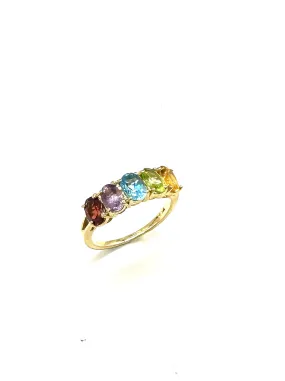 Multi-Color Gemstone 5 Stone Ring