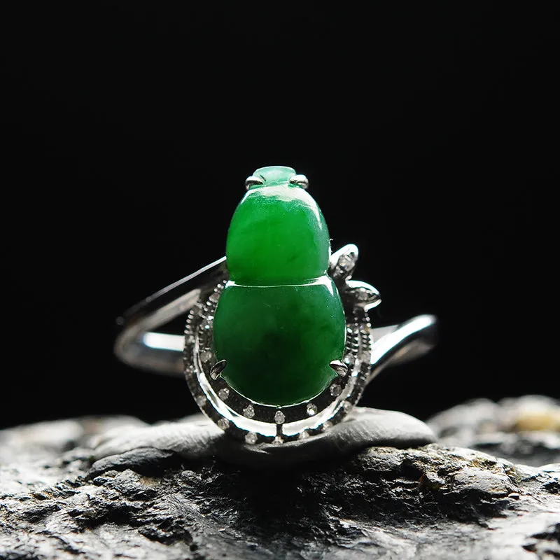 Natural Jade Ring Jadeite Gold Gourd Ring RG36