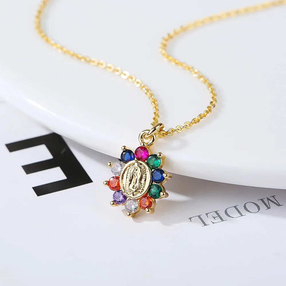 New Geometric Multi Style Micro Inlaid Zircon Gold Plated Copper Men And Women Fashion Pendant Necklace Wholesale Gifts