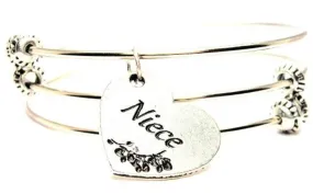 Niece Heart Triple Style Expandable Bangle Bracelet