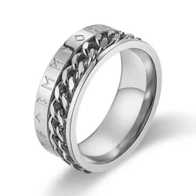 Nordic Runes & Chain Spinner Ring