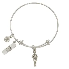 Nurse Bandaid Charm Bangle Bracelet