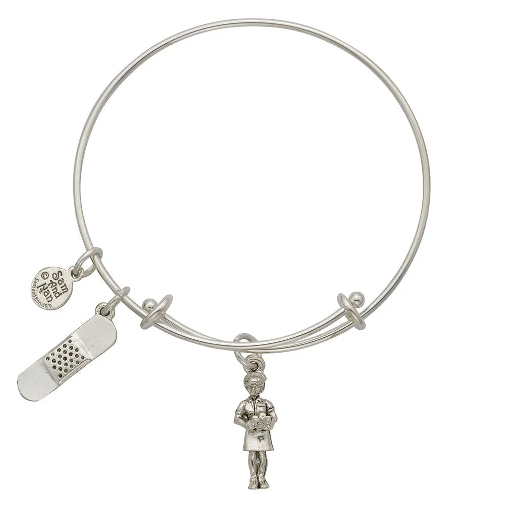 Nurse Bandaid Charm Bangle Bracelet