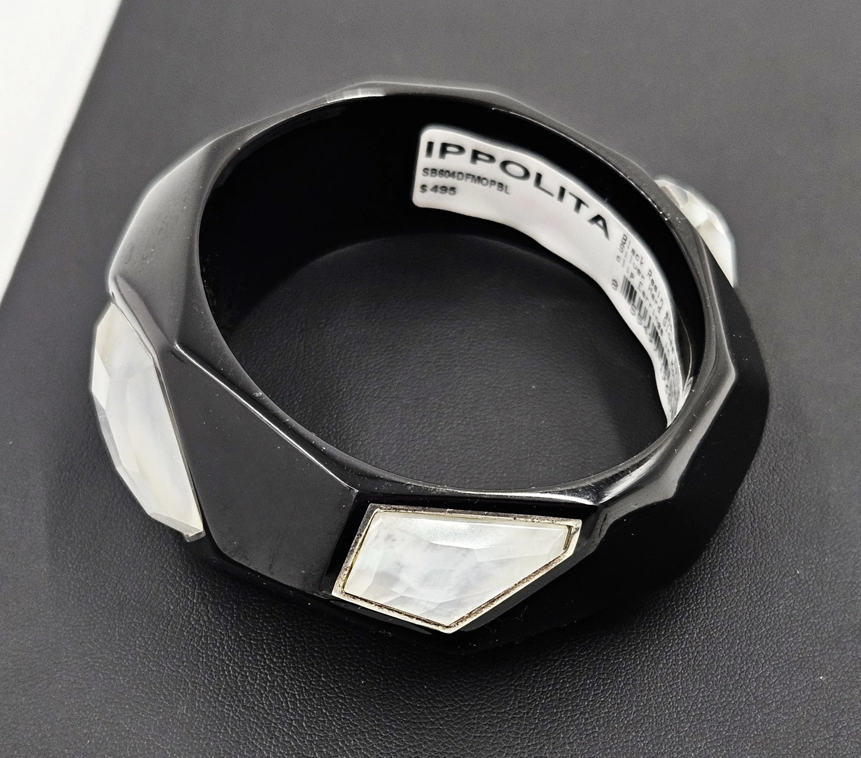 NWT Ippolita Black Resin 925 MOP Hard Gloss Lollipop Bangle $495 Sold Out