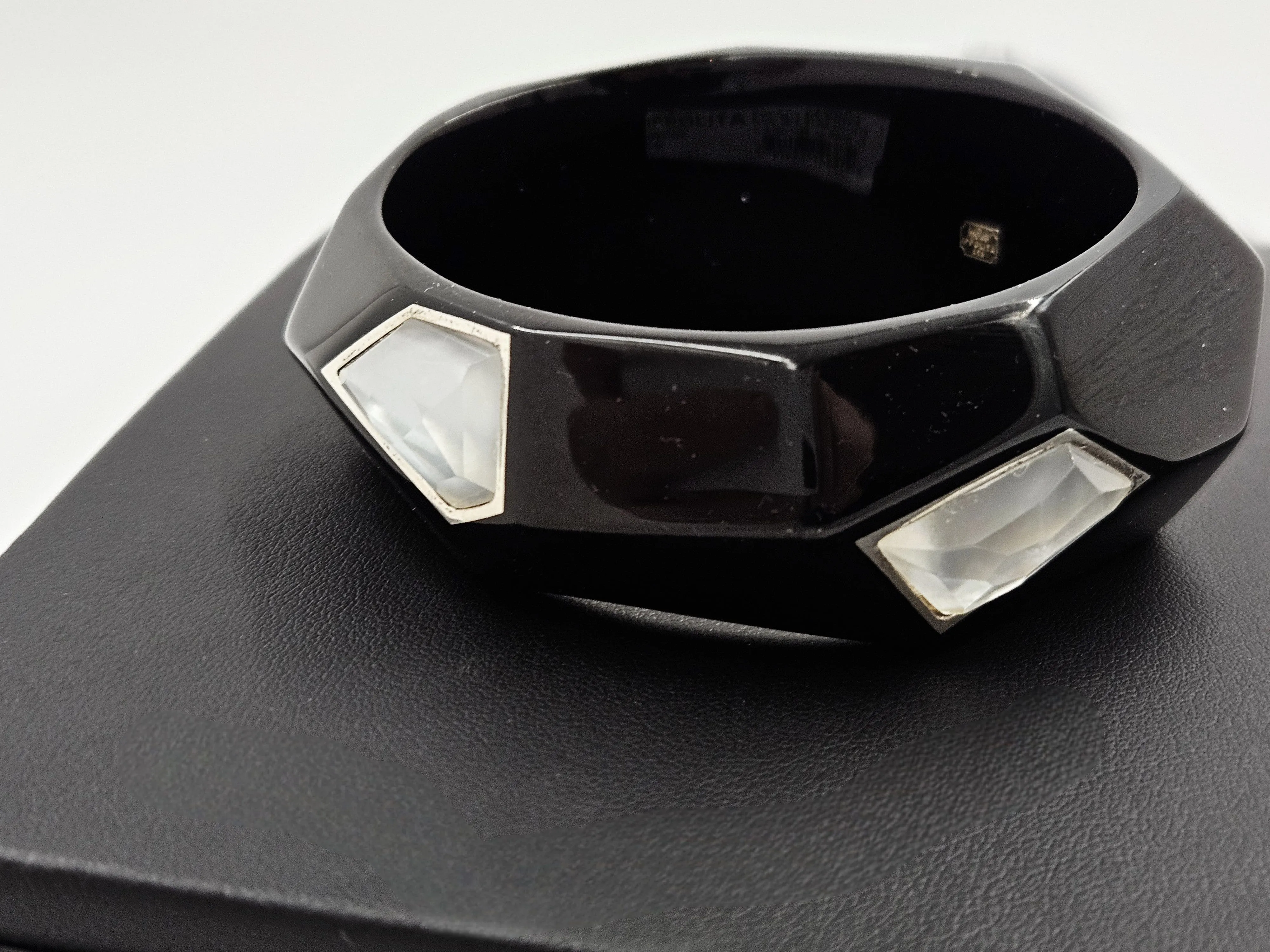 NWT Ippolita Black Resin 925 MOP Hard Gloss Lollipop Bangle $495 Sold Out