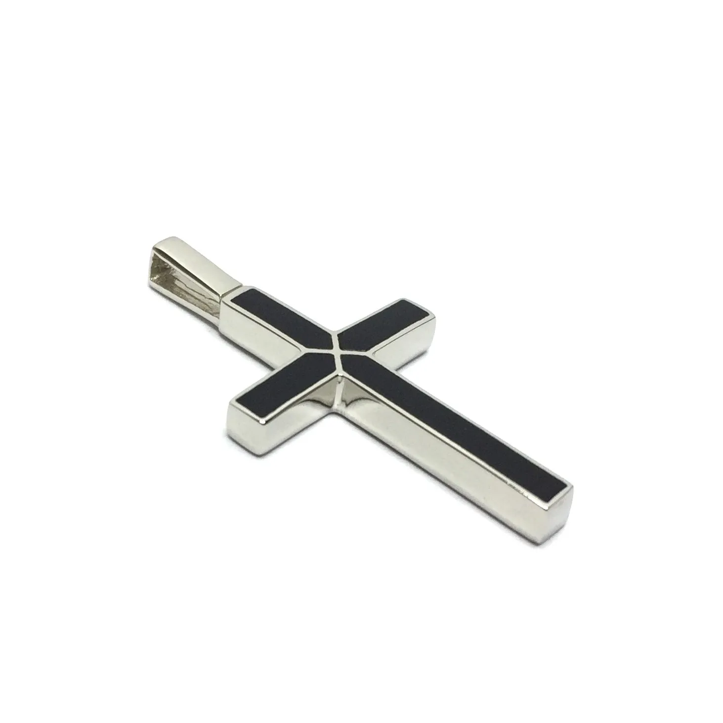 Onyx 4 Section Inlaid Cross Pendant