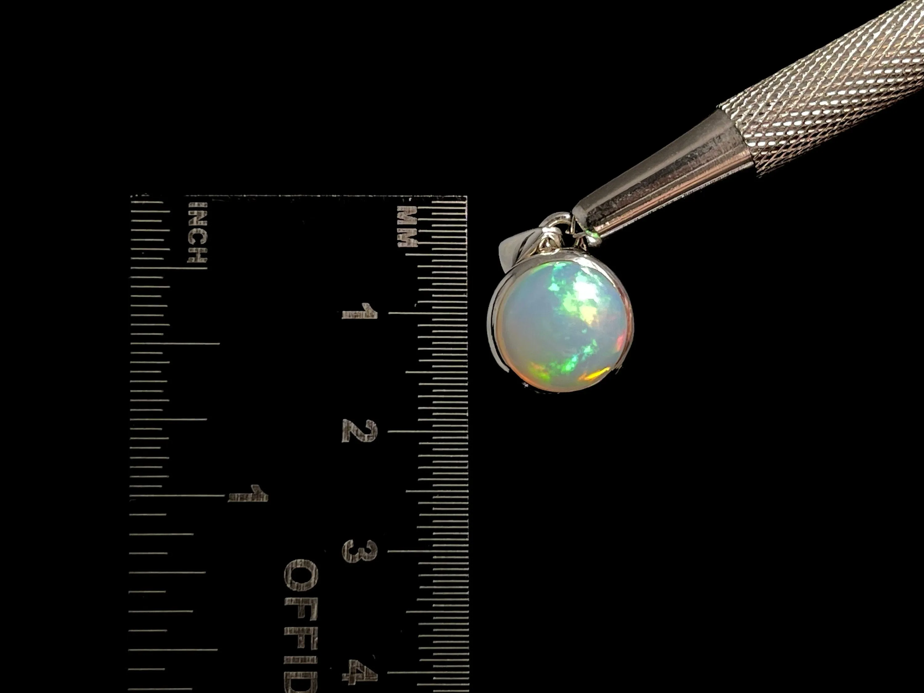 OPAL Pendant - Sterling Silver, 11mm Round Cabochon - Opal Necklace, Birthstone Necklace, Opal Jewelry, Welo Opal, 49037