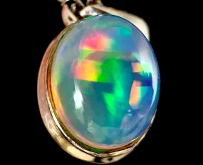 OPAL Pendant - Sterling Silver - Birthstone Jewelry, Opal Cabochon Necklace, Welo Opal, 54379