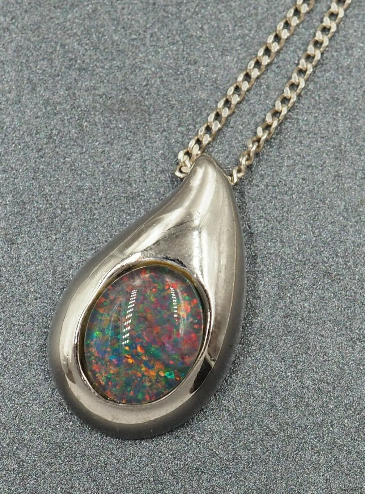 Opal Triplet Pendant with 925 Sterling Silver Framing & Chain Necklace