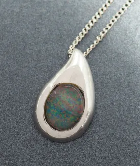 Opal Triplet Pendant with 925 Sterling Silver Framing & Chain Necklace