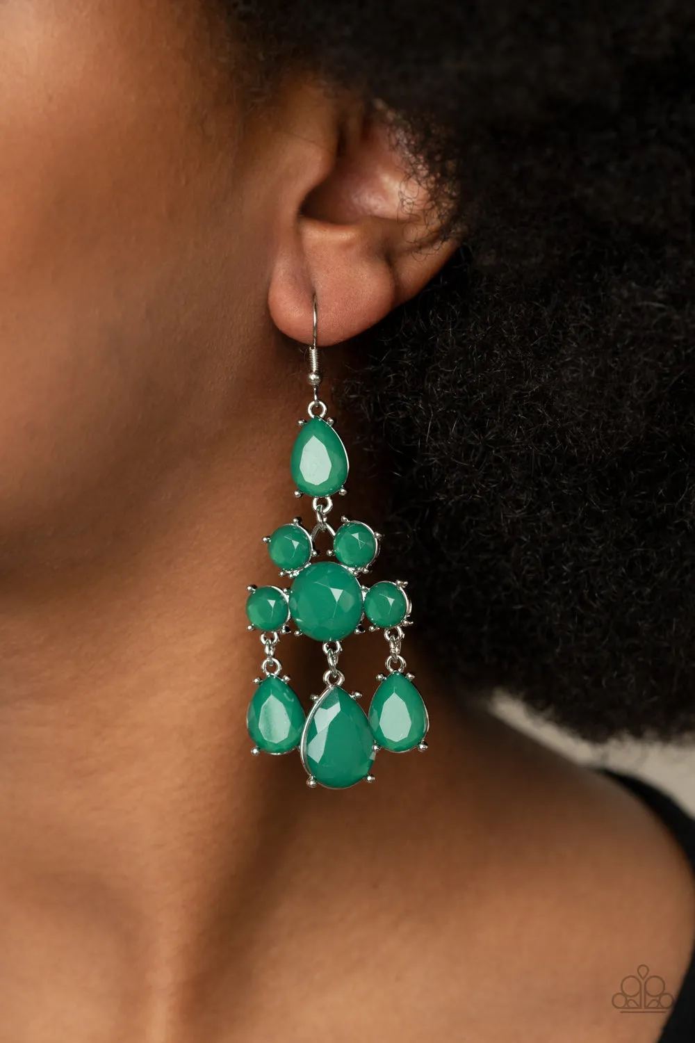 Open Door Jewelry - Afterglow Glamour - Green Earrings - Paparazzi Accessories