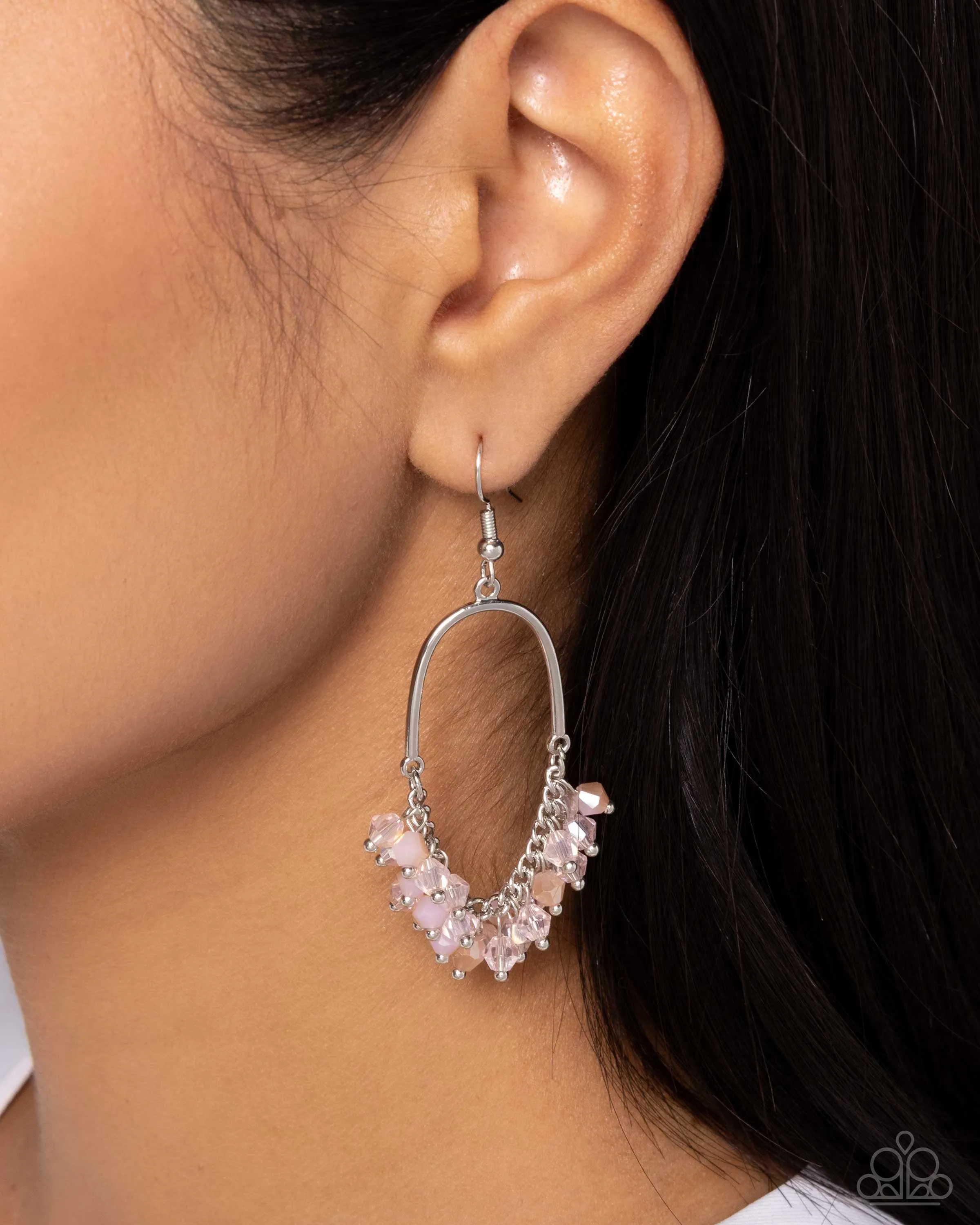 Open Door Jewelry - Chandelier Check - Pink Earrings - Paparazzi Accessories