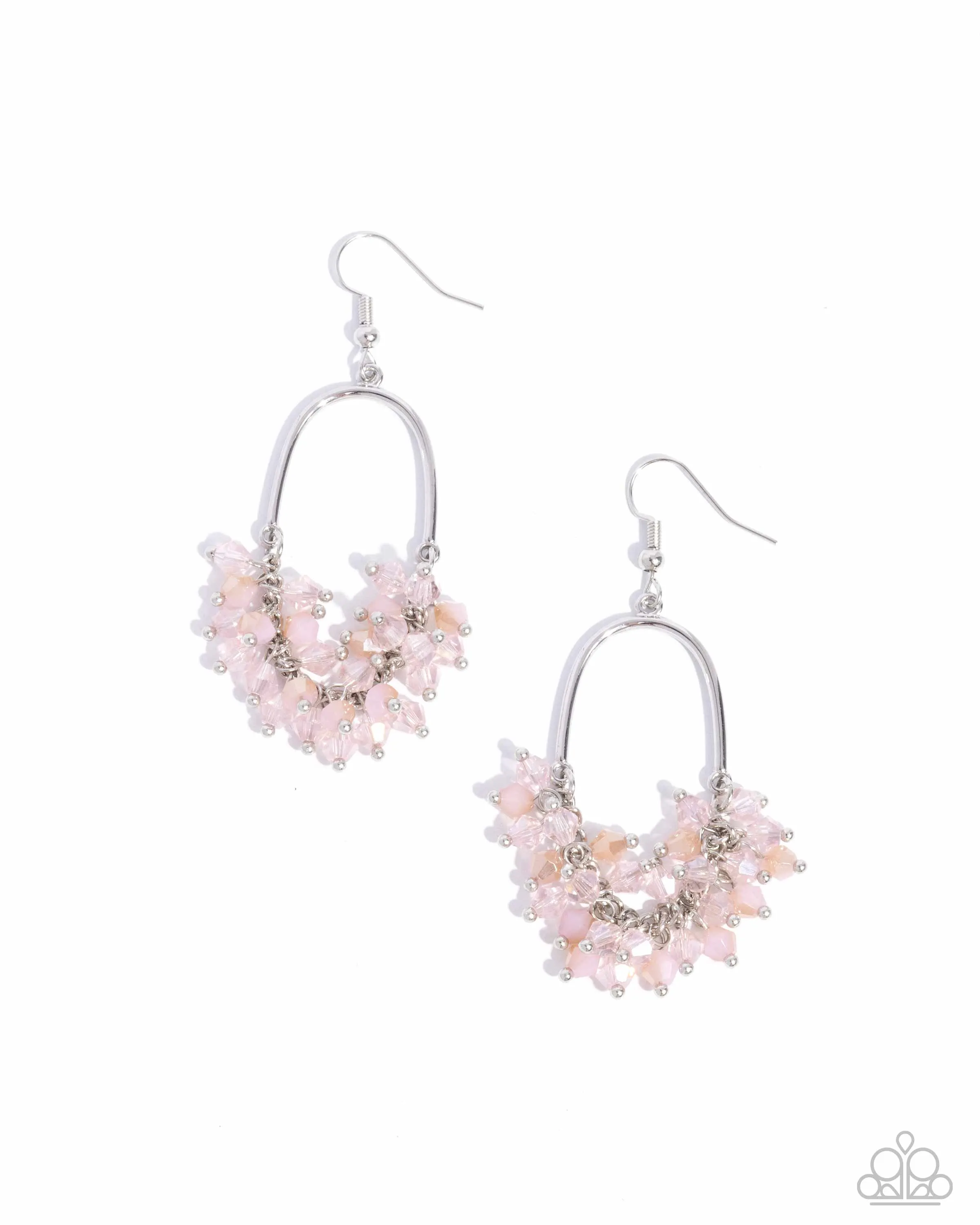 Open Door Jewelry - Chandelier Check - Pink Earrings - Paparazzi Accessories