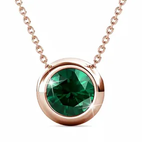 Opulence Pendant Necklace Embellished with Emerald SWAROVSKI Crystals in Rose Gold