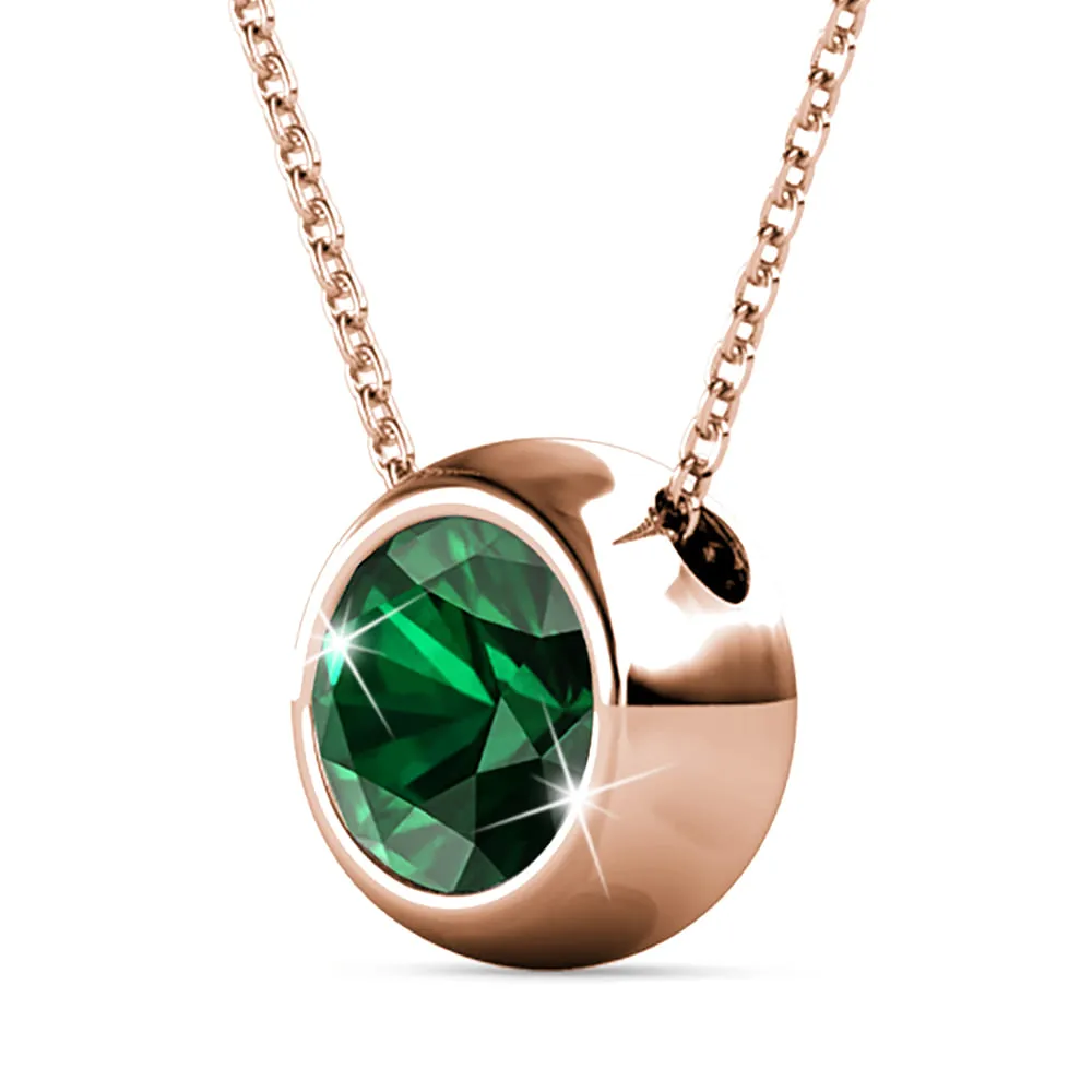 Opulence Pendant Necklace Embellished with Emerald SWAROVSKI Crystals in Rose Gold