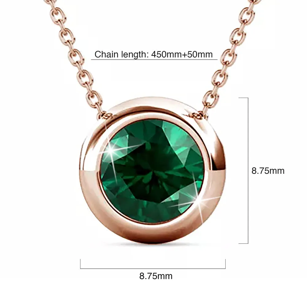 Opulence Pendant Necklace Embellished with Emerald SWAROVSKI Crystals in Rose Gold