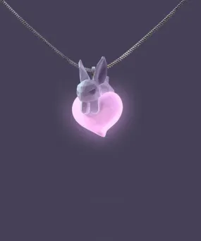 Original Pink Sterling Silver Zircon Little Rabbit Glow Pendant Necklace