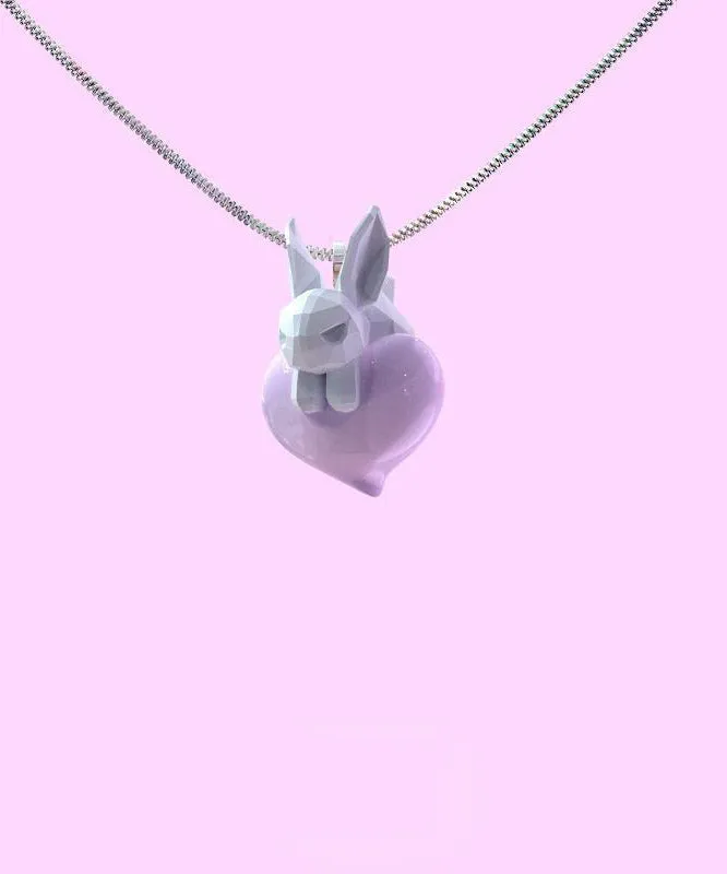 Original Pink Sterling Silver Zircon Little Rabbit Glow Pendant Necklace