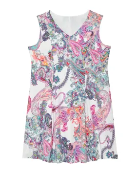 Oxford Fit and Flare Dress | White / Pink