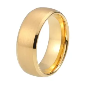 Paris Jewelry Tungsten Gold Brushed Ring Wedding Band 8mm For Unisex (Size 7 - 12)