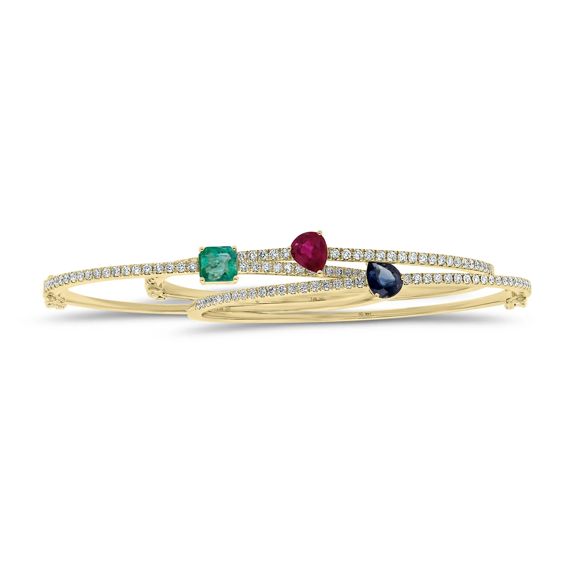 Pear-Shaped Sapphire & Diamond Bangle Bracelet