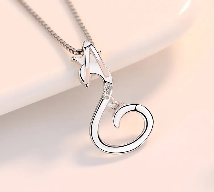 (Pendant Only) Swan Wear Crown with Zircon Silver Pendant for Women