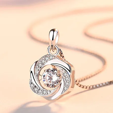 (Pendant Only) Windmill Design with Round Zircon Silver Pendant for Women